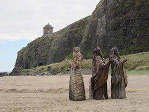 Game of Thrones film set at Downhill Beach : the sculptures begin to gather